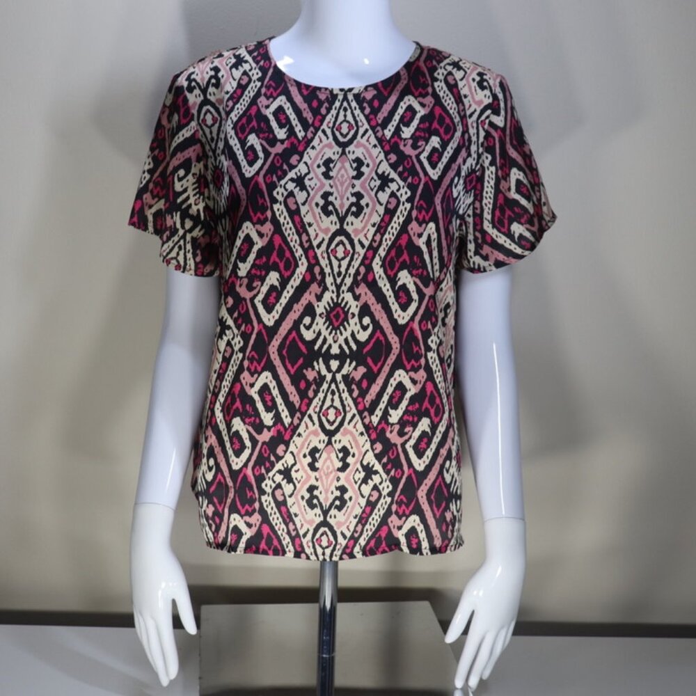 Banana Republic Pink Cream Crew Neck Short Sleeve Blouse Small
